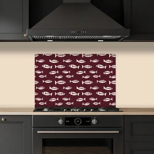 Vissen - Grafisch - Patroon - Donker keuken achterwand spatscherm klein 900 -sfeer1