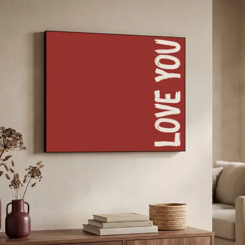 Schuin - Loveyou - Rood Textielframe zwart klein -sfeer3
