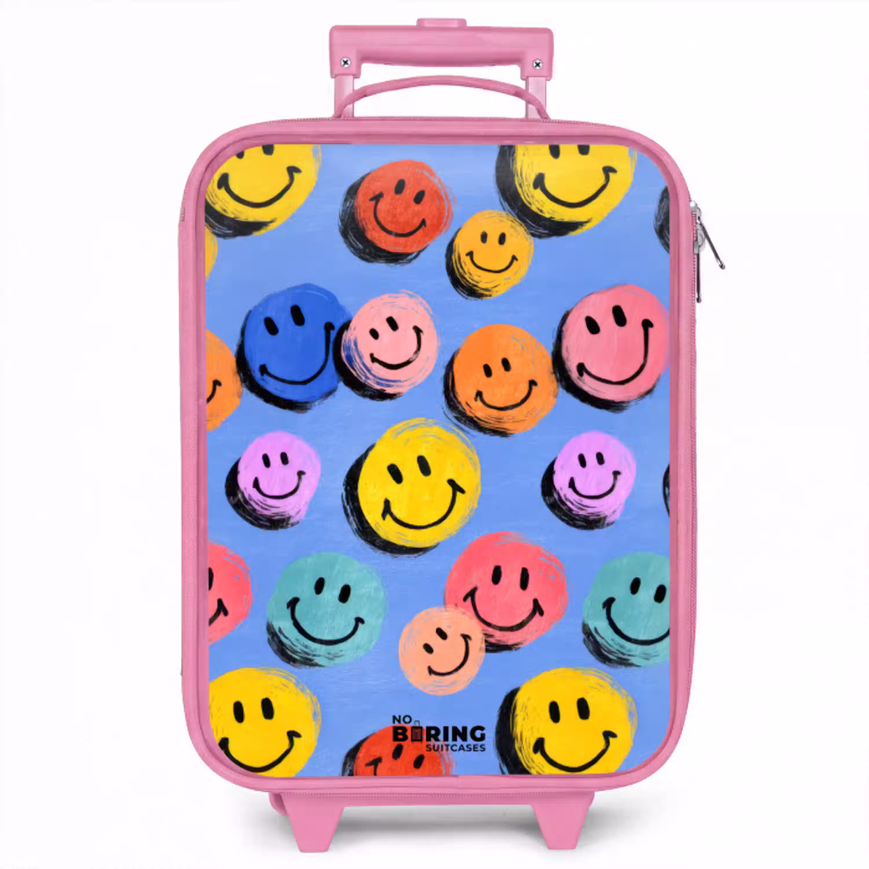 Een speels en kunstzinnig patroon van kleurrijke smileys Kinderkoffer - Roze klein -zzz_website3d