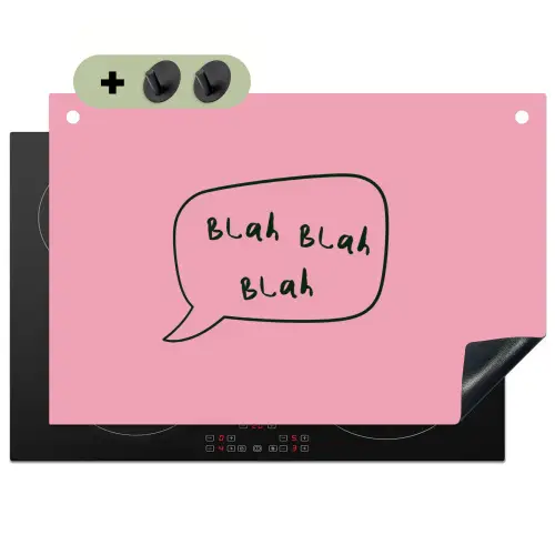 Tekstwolkje - BLAH BLAH BLAH - Roze Inductie beschemer met haakjes klein -3d
