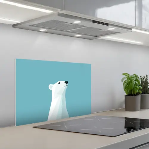 Ijsbeer - Lichtblauw - Minimalistisch keuken achterwand spatscherm klein -3d_schuin