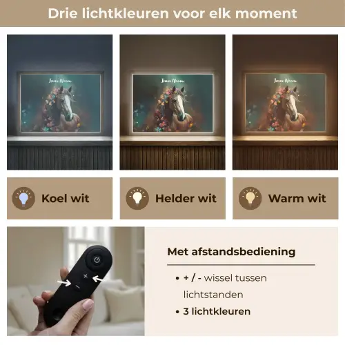 Dieren - Paard - Natuur - Vlinder - Bloemen Light Box met batterij (Wandlamp kind) middel -USP_lichtkleurNL