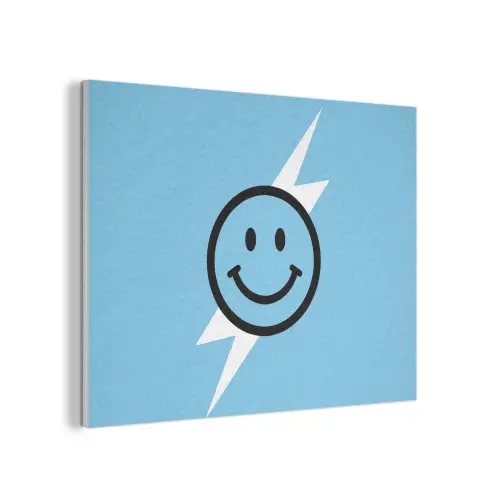 Smiley - Blauw - Bliksem PET vilt klein -3d
