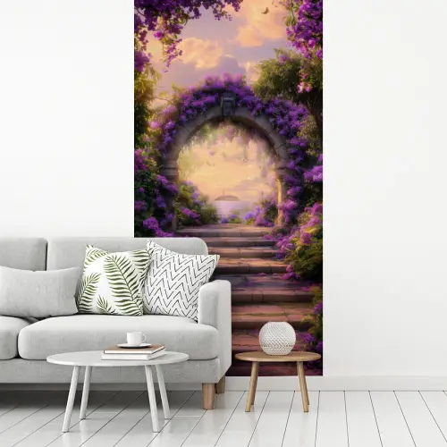 Poort - Paars - Bloemen fotobehang vinyl groot -woonkamer