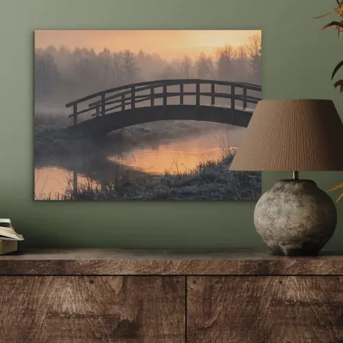 Brug - Mist - Bomen - Water PET vilt klein -sfeer2