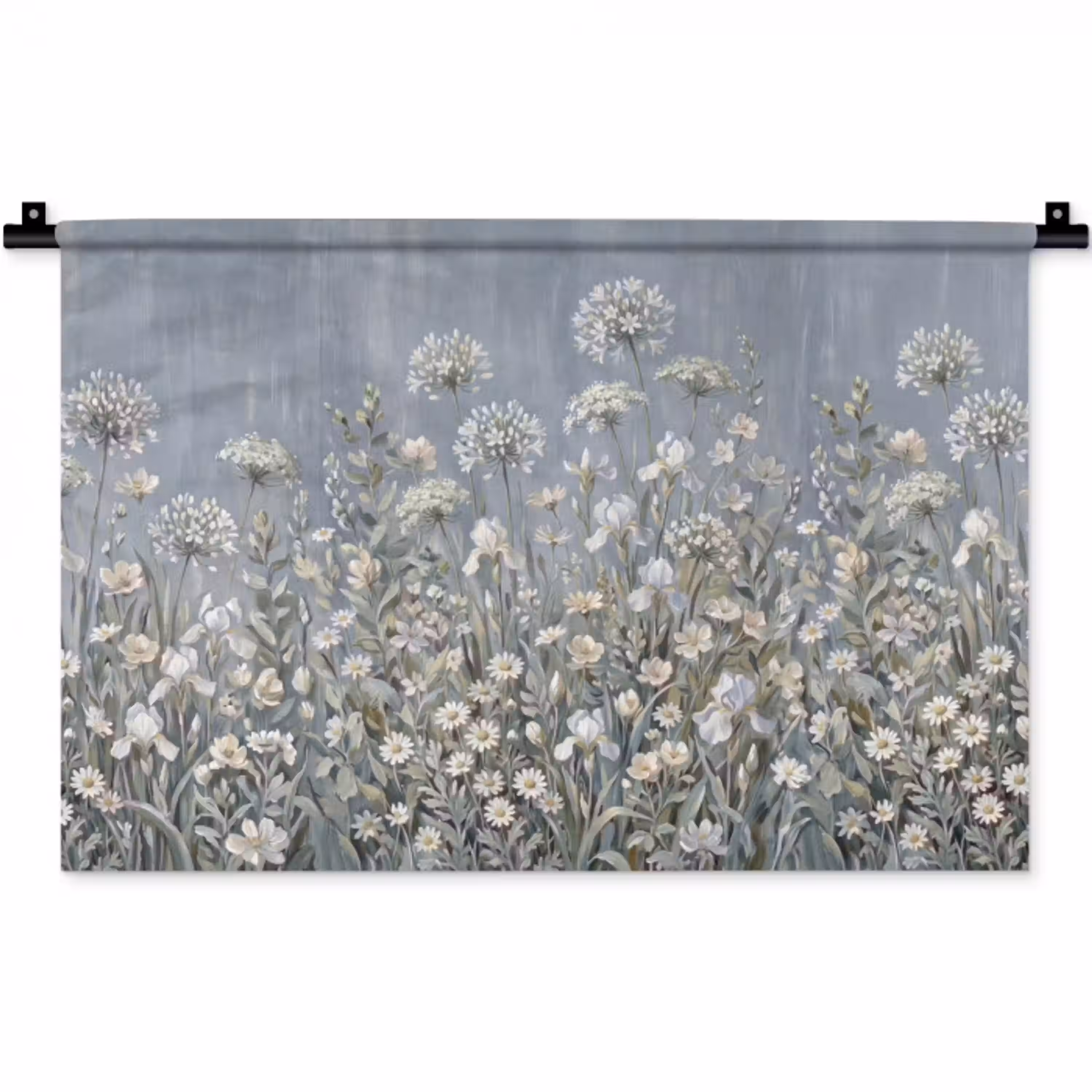 Bloemen - Botanisch - Blauw Wandkleed katoen klein -zz3d