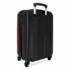 Rode achtergrond met abstracte zwarte lijnen NBS - Handbagage koffer - Unisex middel -achterkant