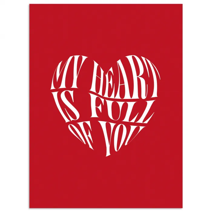 Rood - Hart- Tekst - Valentijn poster papier klein -3d