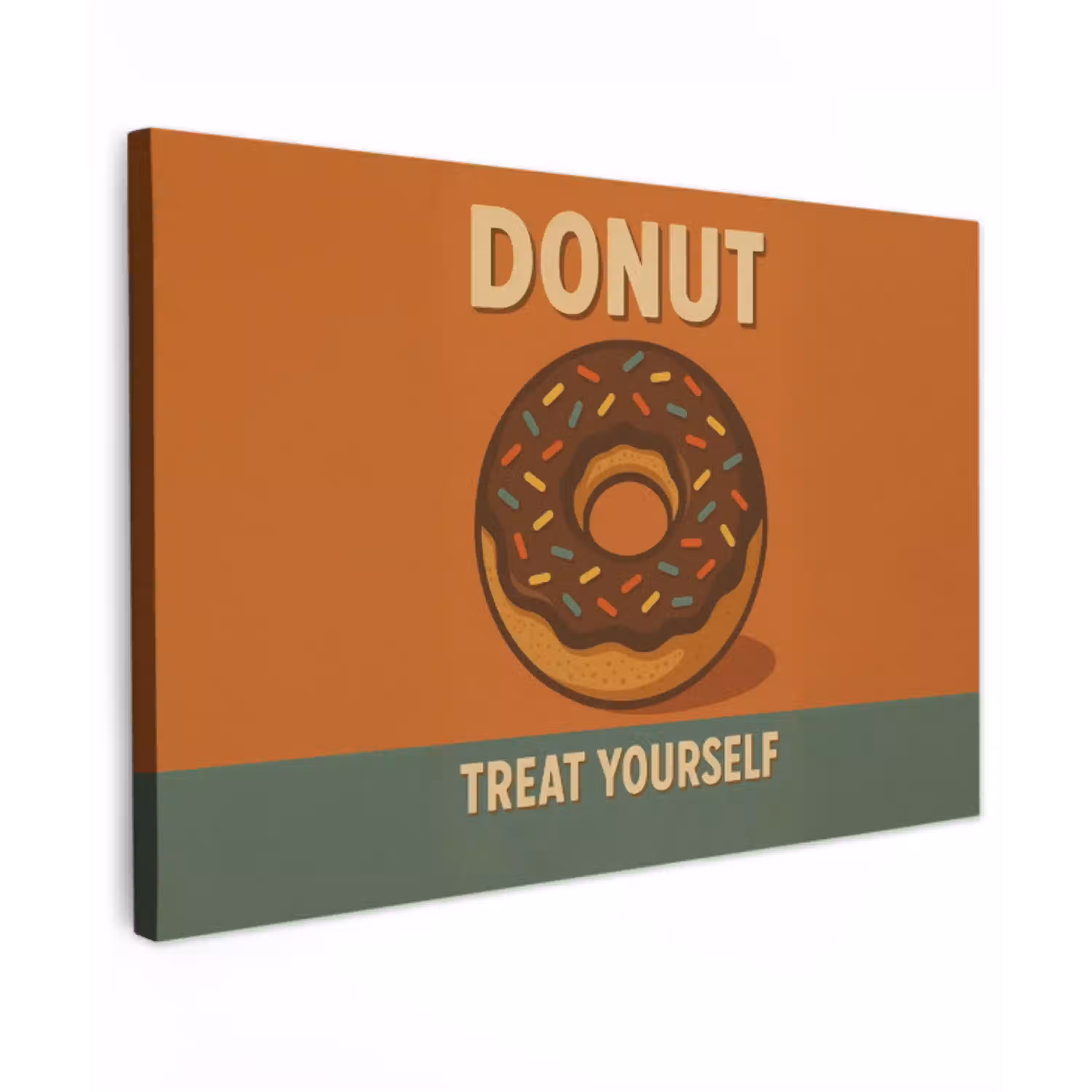 Donut - Spikkels - Kleurrijk - Quote Tuinposter op houten frame 2 cm dik klein -3d