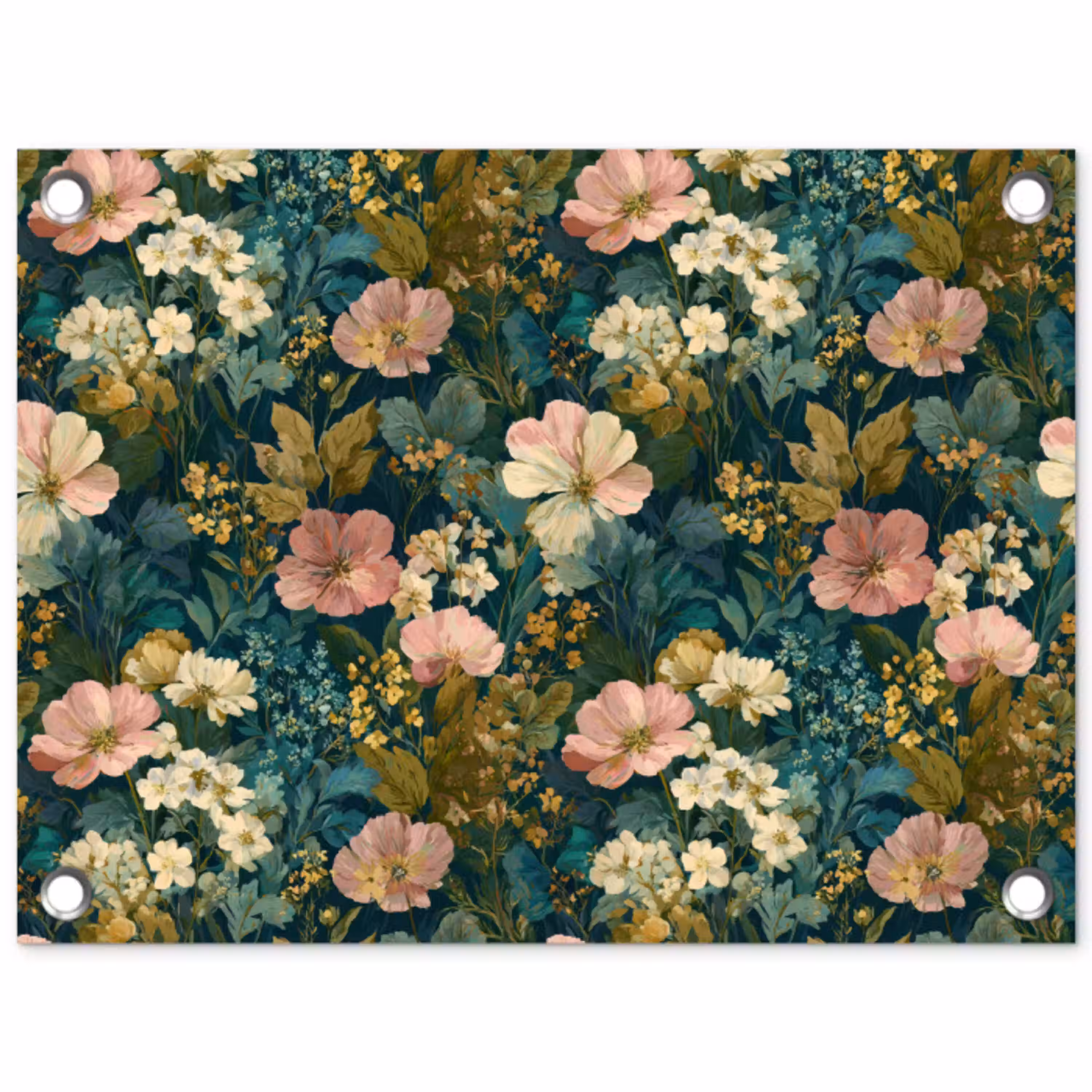 Wilde bloemen - Botanisch - Patroon - Roze - Romantisch tuinposter los doek klein 239 -3d