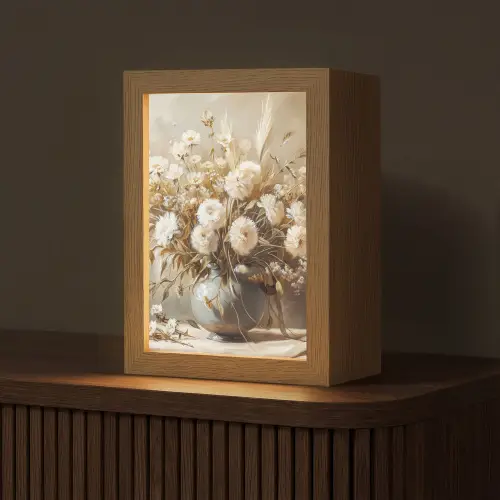 Bloemen - Vaas - Stilleven - Beige Light Box met kabel (Tafellamp) klein -z3d_website