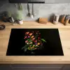 Bloemen - Vaas - Kleurrijk Inductie beschermer vinyl 3mm klein -sfeer5