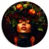 Vrouw - Zwart - Bessen - Bramen - Appels Wandcirkel kunststof plaat 5mm dik klein -3d