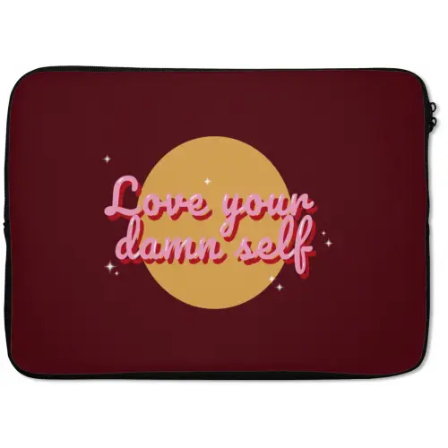 love your damn self - Cirkel - Glitter - Rood laptophoes neopreen klein -zkaufland3dotto