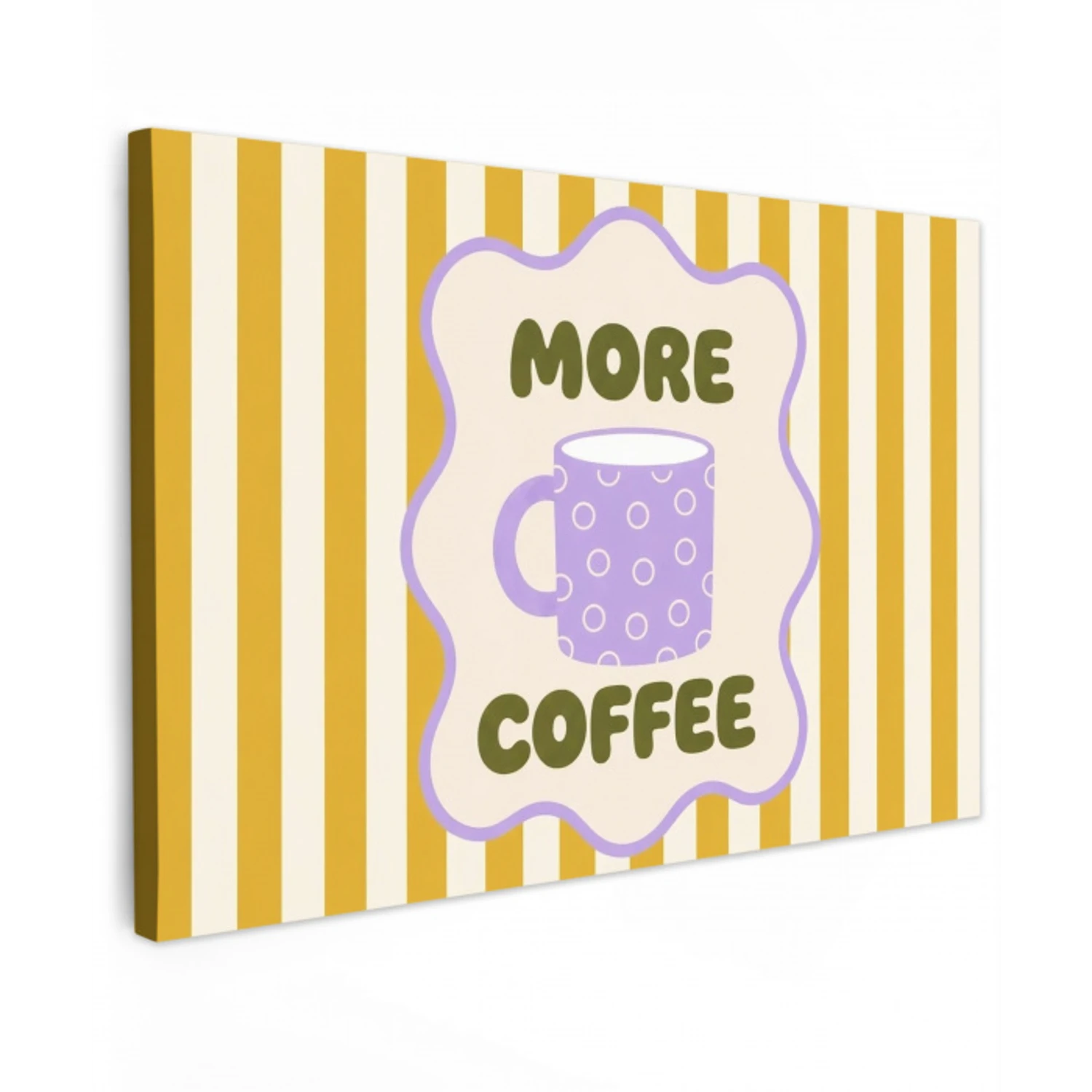 More coffee - Geel - Paars - Strepen - Mok canvas 2cm klein -z3d
