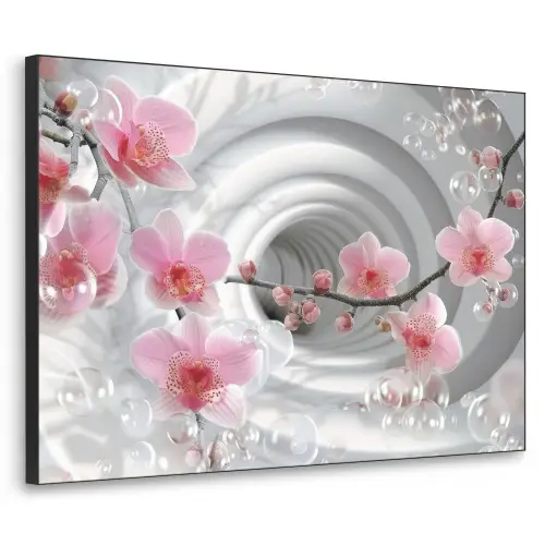 Bloemen - Tunnel - Abstact - 3D effect Textielframe zwart klein -3d