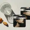 Gezicht - Vrouw - Zwart - Abstract onderzetter kurk middel -sfeer4