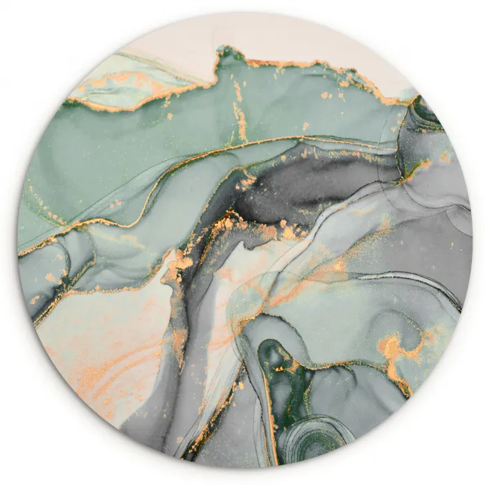 Goud - Marmer - Groen - luxe - Glitter - Marmerlook Wandcirkel kunststof plaat 5mm dik klein -3d