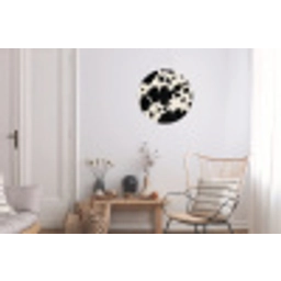 Patroon - Vacht - Zwart - Wit Wandcirkel aluminium klein -woonkamer