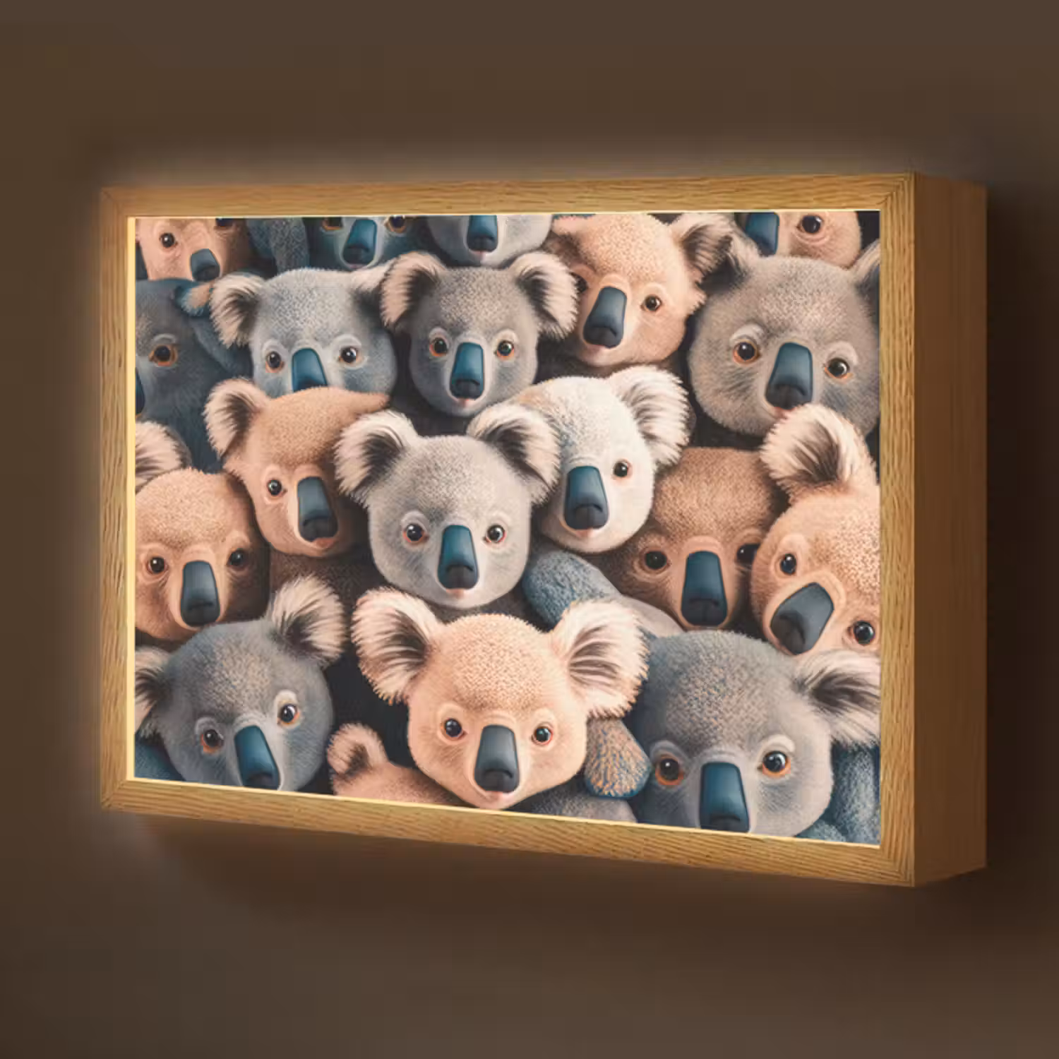 Lightbox - Wandlamp kinderkamer - Koala - Dieren - Patronen - Grijs - Bruin - Kinderen