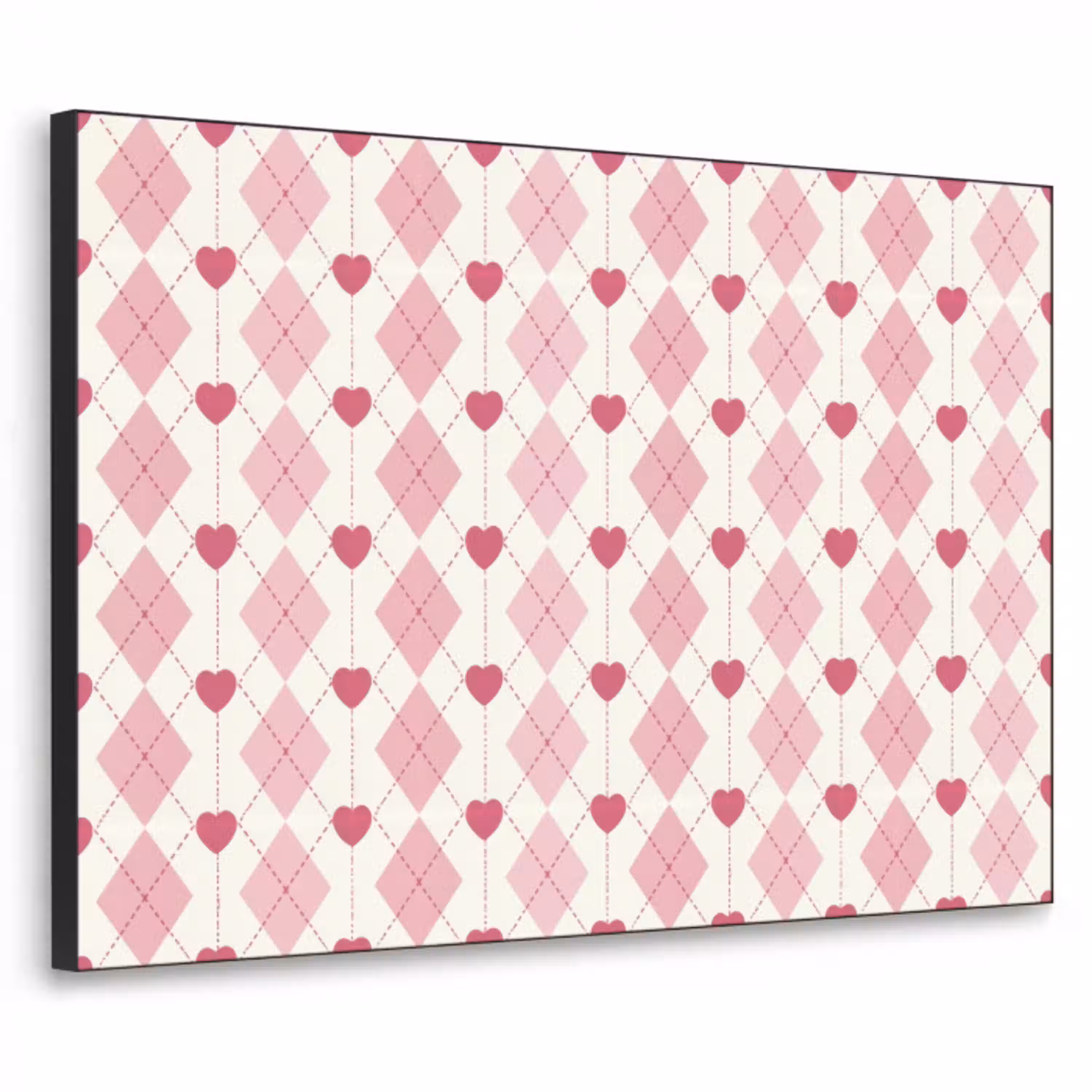 Ruiten - Klassiek - Roze - Wit Textielframe zwart klein 947 -3d