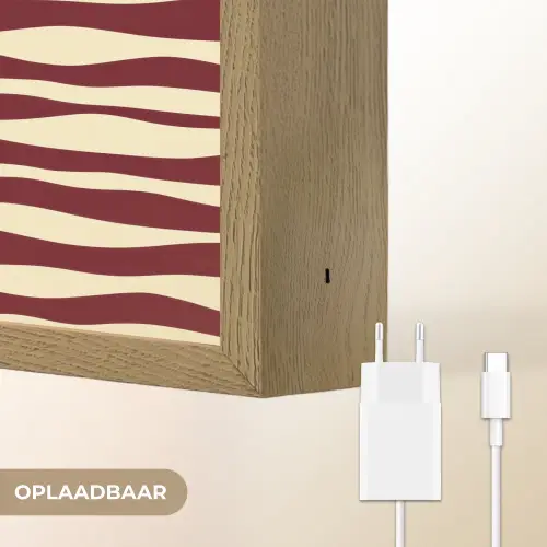 Golven - Rood - Patroon - Crème Light Box met batterij (Wandlamp) middel 907 -USP_websiteoplaadbaarNL