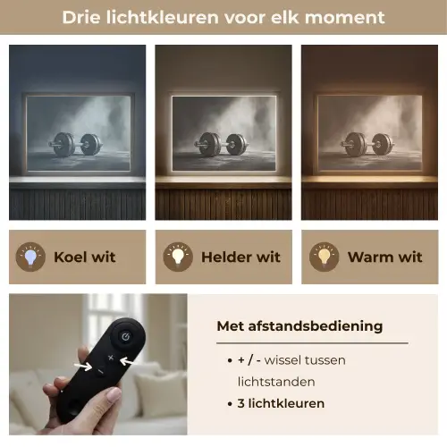 Halter - Gewichten - Zwart Light Box met batterij (Wandlamp) middel -USP_lichtkleurNL
