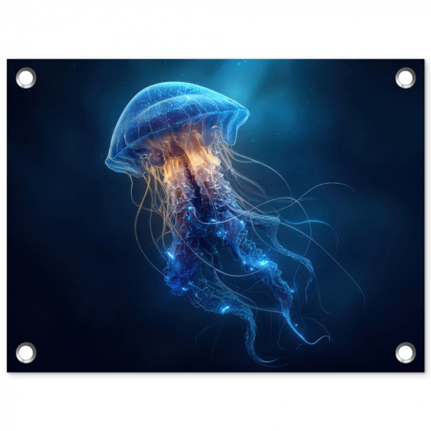 Kwal - Lichtgevend - Tentakels - Blauw tuinposter los doek klein -3d