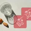 Lijnillustratie - Kersen - Tak - Wit onderzetter kurk middel -sfeer4