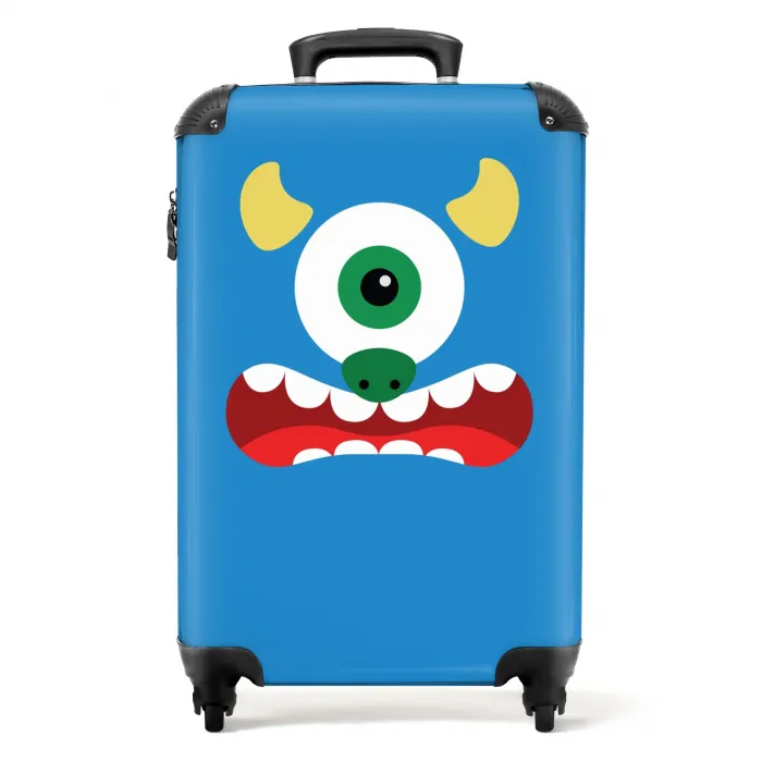 Dierenportret - Monster - blauw Koffer - NBS - Handbagage middel -productfoto_recht