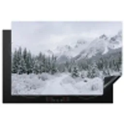 Weg - Bergen - Sneeuw - Naaldbos - Avontuurlijk Inductie beschermer vinyl 3mm klein -3d