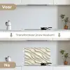 Diagonaal - Golven - Crème keuken achterwand spatscherm klein 900 -voor_na_NL