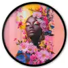 Kleurrijk - Bloemen - Vrouw - Zon Fotolijst rond zonder passe partout klein -3d