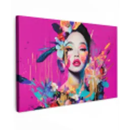 Vrouw - Portret - Abstract - Paars Tuinposter op houten frame 2 cm dik klein -3d