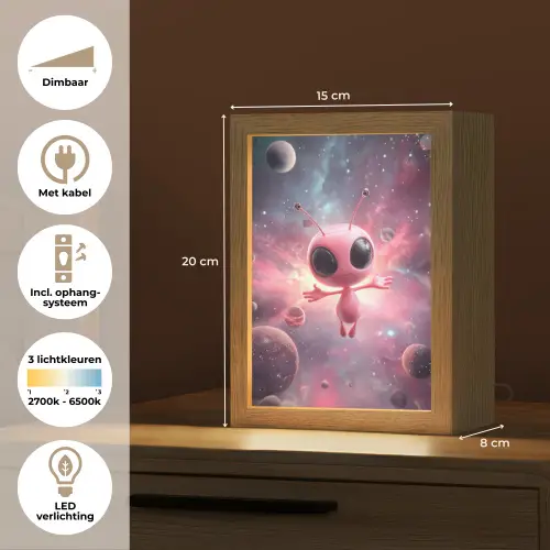 Roze - Alien - Planeten - Ruimte Light Box met kabel klein -USP_NL