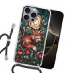 Vos - Mozaïek - Bos - Maan Hoesje iPhone 16 Pro Max met koord klein -sfeer1