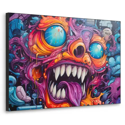 Monster - Graffiti - Kleuren - Oranje Textielframe zwart klein -3d