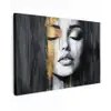 Gezicht - Vrouw - Penseelstreken - Abstract Tuinposter op houten frame 2 cm dik klein -3d