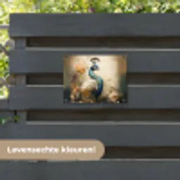 Pauw - Pauwenveren - Bloemen - Vogels - Botanisch tuinposter los doek klein -sfeer3