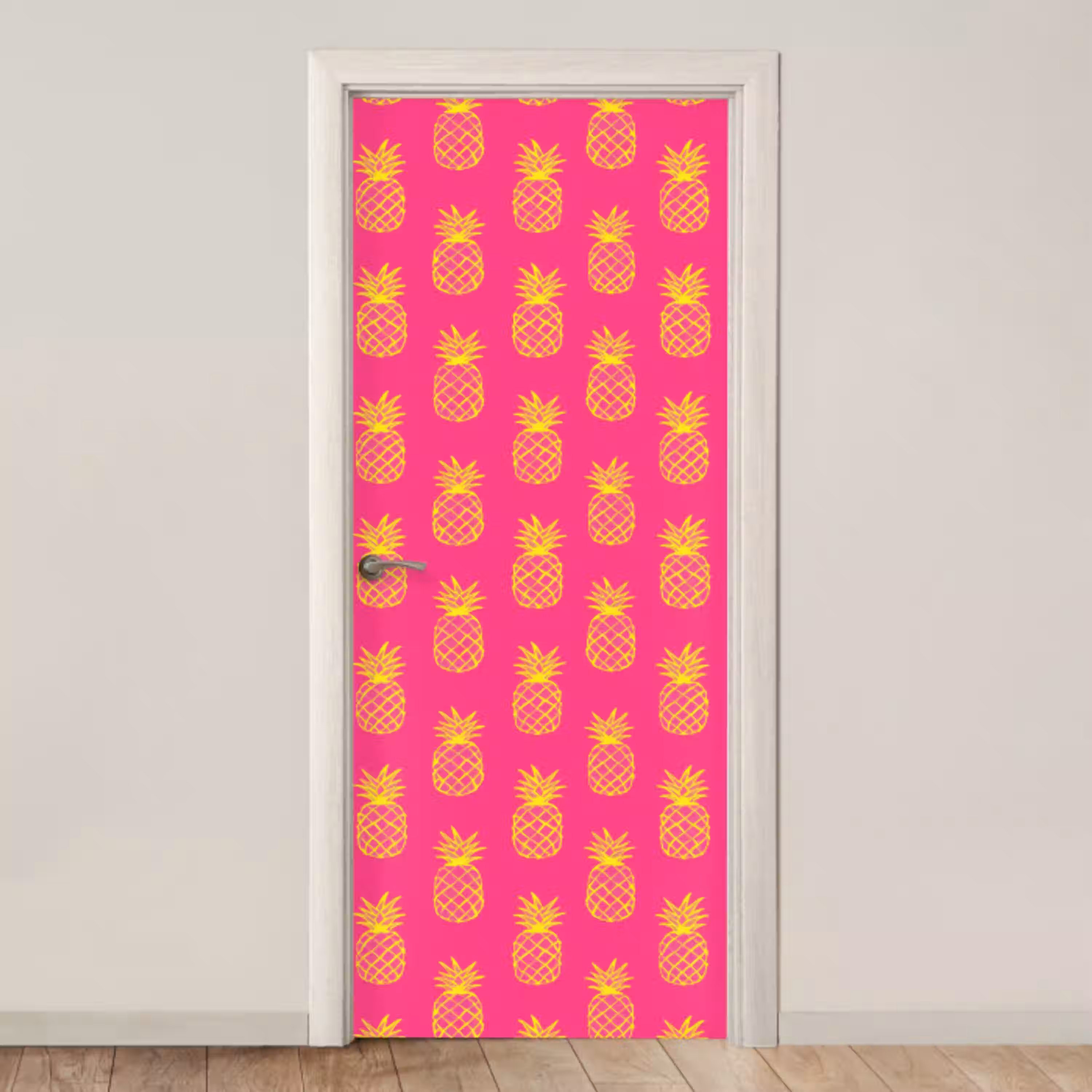 Ananas - Trendy - Roze deurposter klein 289 -3d_beige