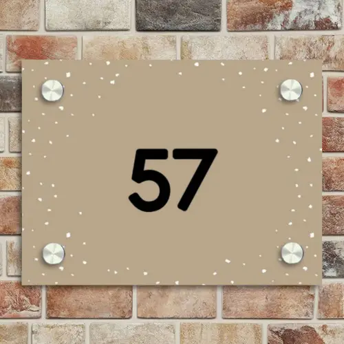Beige met stippen - Traditioneel Naambord Rechthoek middel -sfeer3