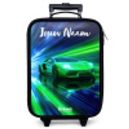 Sportauto - Groen - Snelheidslijnen - Neon Kinderkoffer - Zwart klein -zzz_website3d