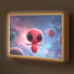 Buitenaards wezen - Rood - Planeten Light Box met batterij (Wandlamp kind) middel -z3d_website
