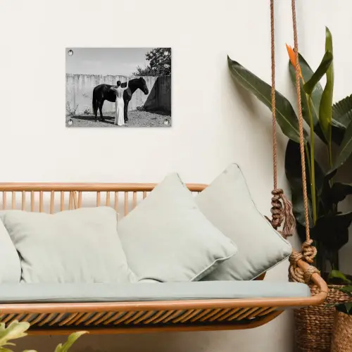 Vrouw - Paard - Artistiek tuinposter los doek klein -sfeer7
