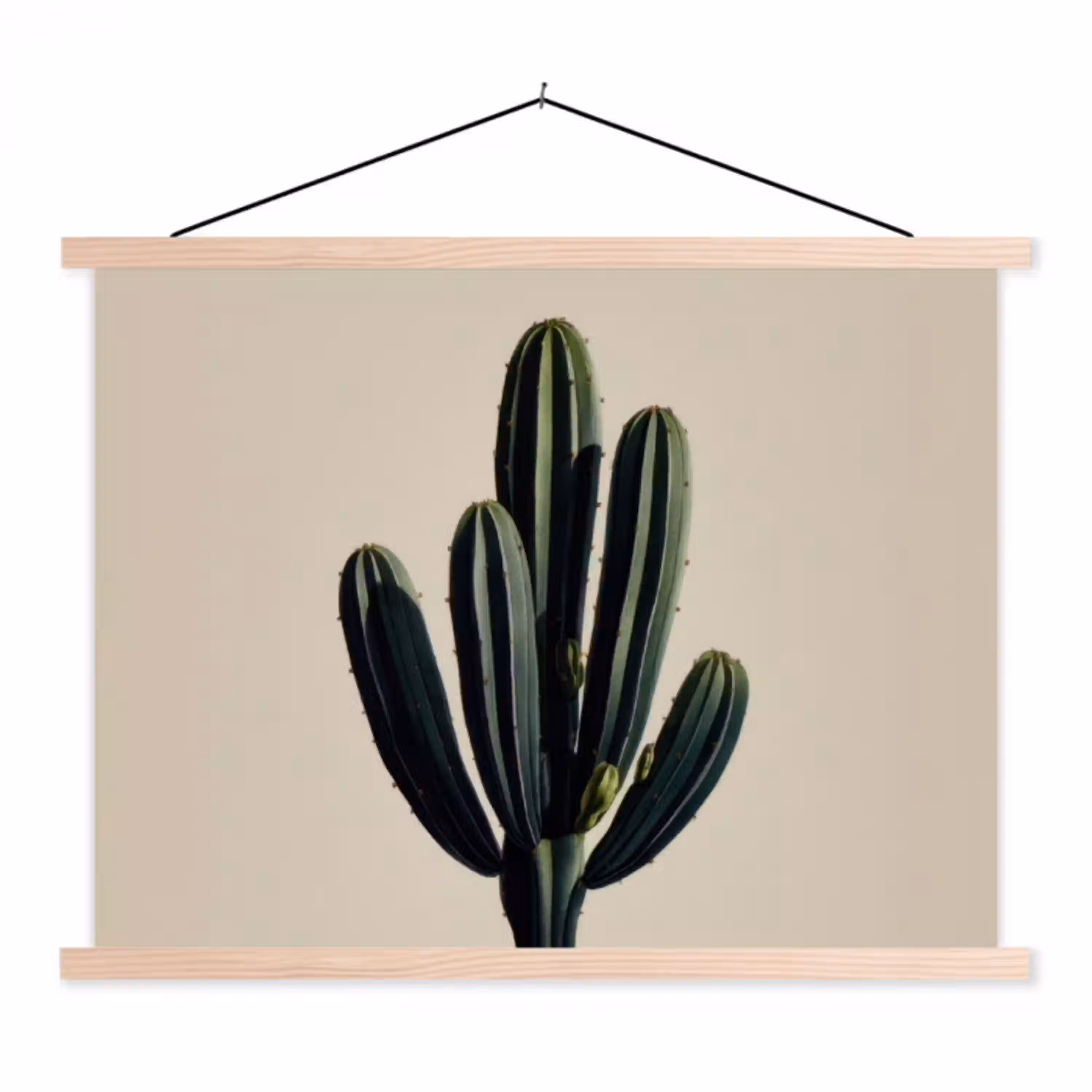 Cactus - Subtiel - Groen textielposter latten blank klein -3d