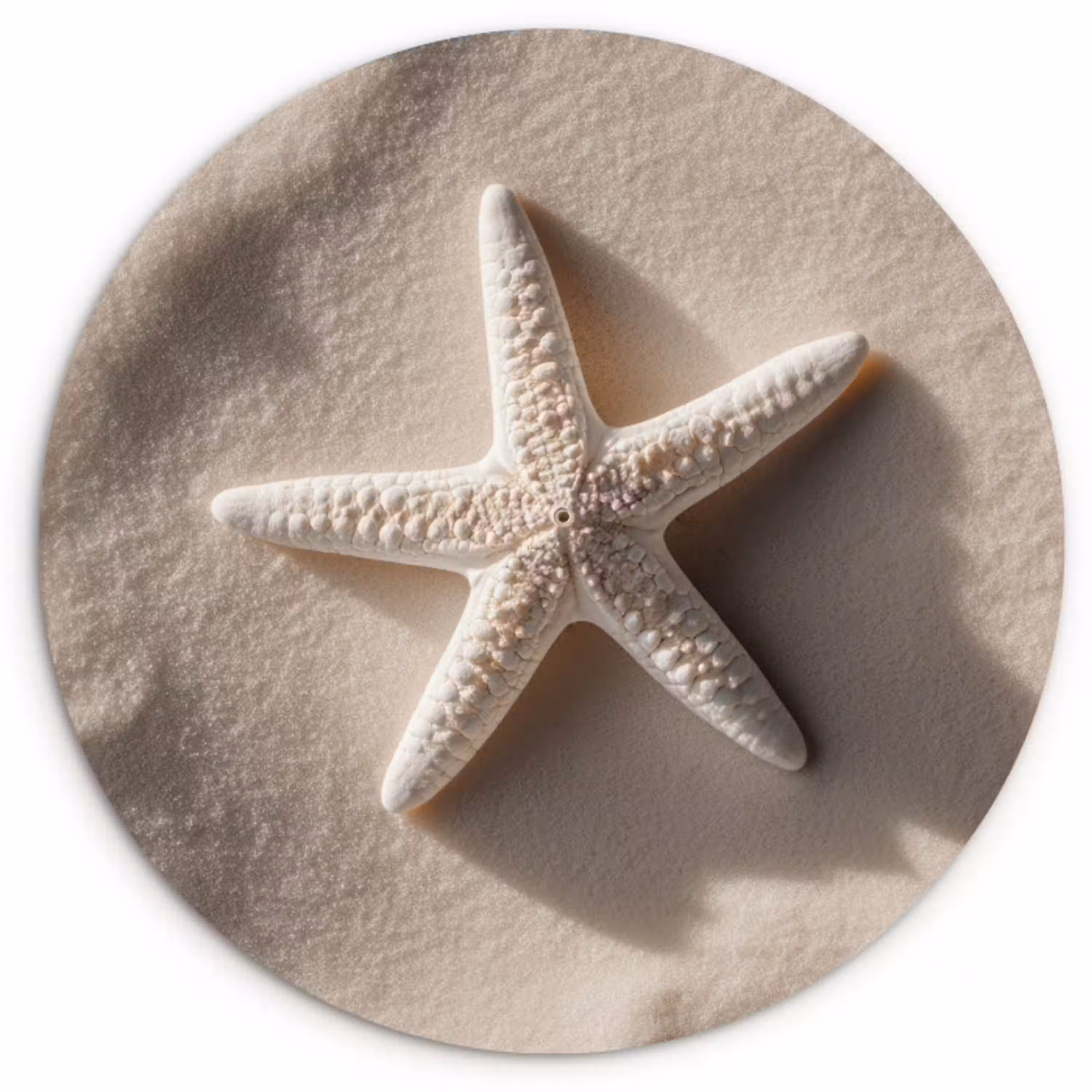 Strand - Zeester - Zand - Beige Wandcirkel kunststof plaat 5mm dik klein -3d