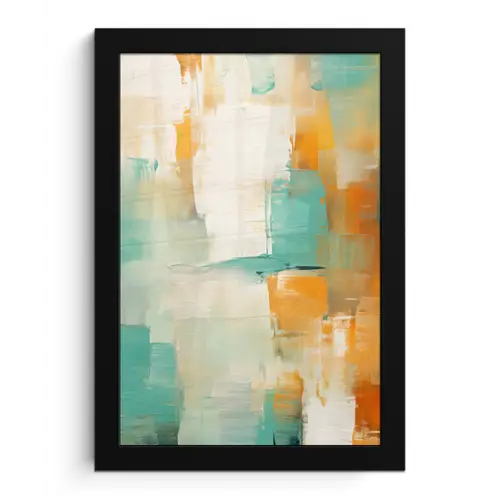Kunst - Abstract - Blauw - Wit fotolijst zwart zonder passe partout klein -3d