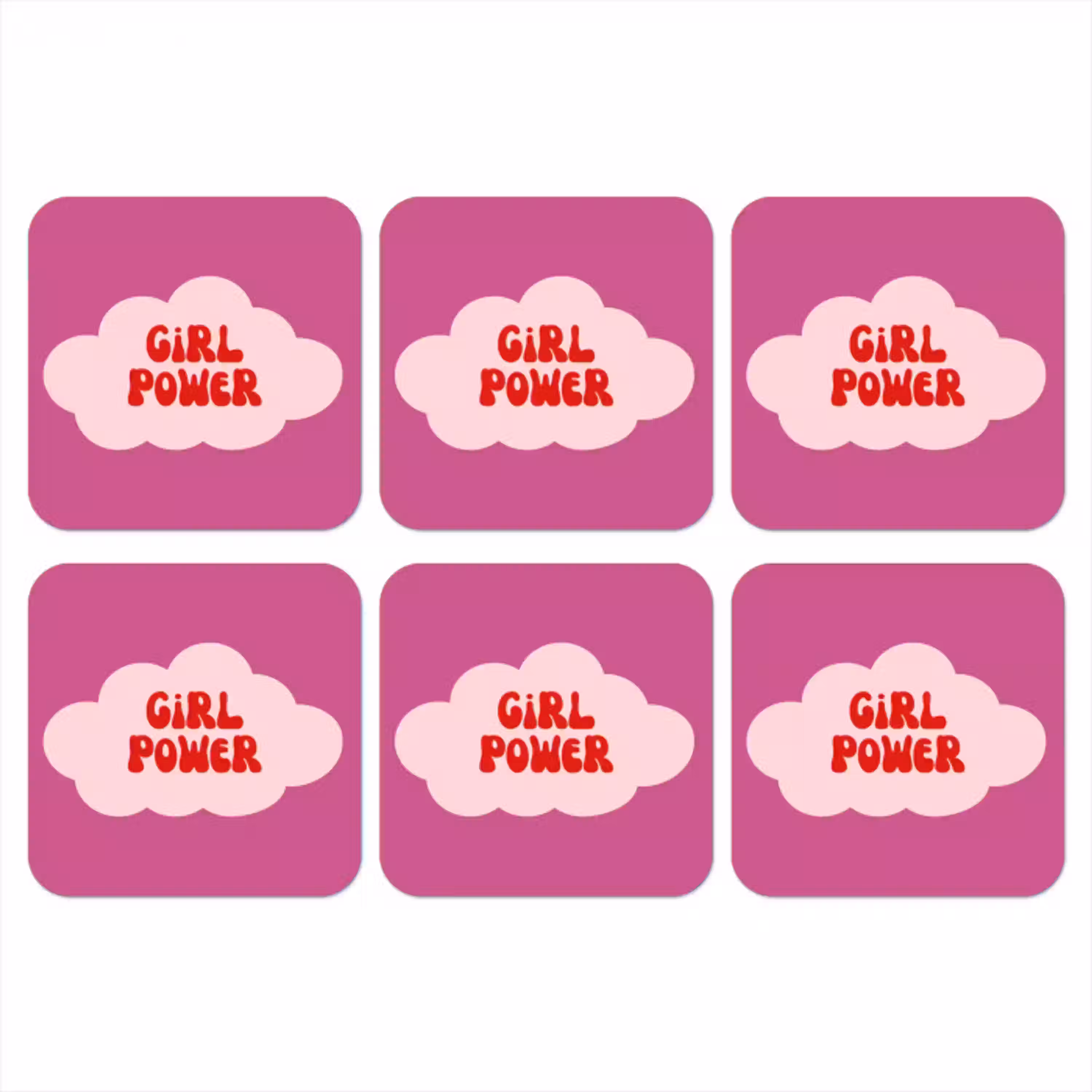 Girl power - Wolk - Roze onderzetter kurk middel -3d