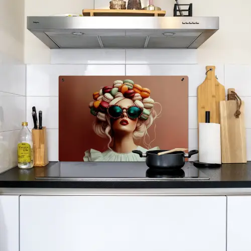 Vrouw - Macarons - Bril Inductie beschemer met haakjes klein -sfeer2