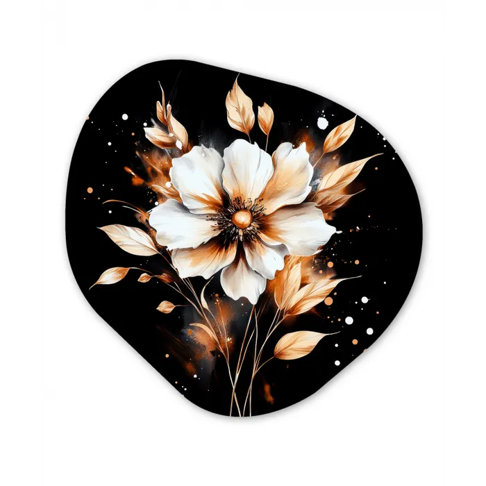 Bloem - Verf - Goud - Graffiti - Modern Wandcirkel Organisch Forex 3mm klein -3d